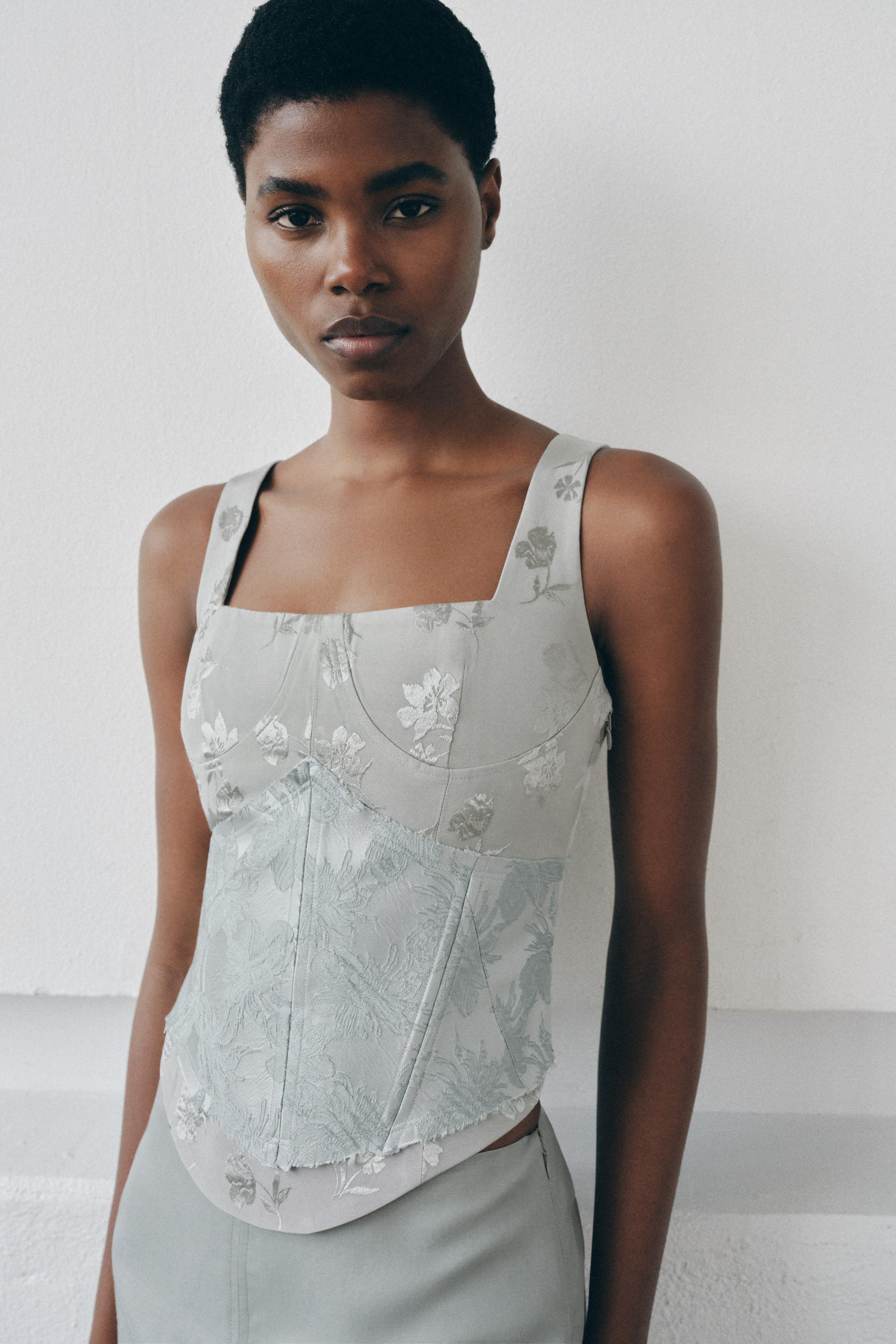 COMBINED JACQUARD CORSET TOP